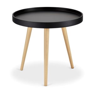 Černý konferenční stolek s nohami z bukového dřeva Furnhouse Opus, Ø 50 cm