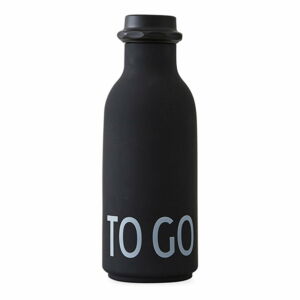 Černá láhev na vodu Design Letters To Go, 500 ml