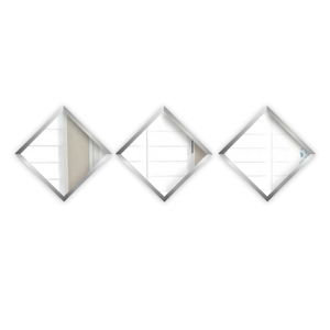 Sada 3 nástěnných zrcadel s rámem ve stříbrné barvě Oyo Concept Luna, 24 x 24 cm