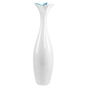 Bílá keramická váza s modrým detailem Mauro Ferretti Mica, výška 58 cm