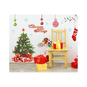 Vánoční samolepky Ambiance Santa, Balls and Tree