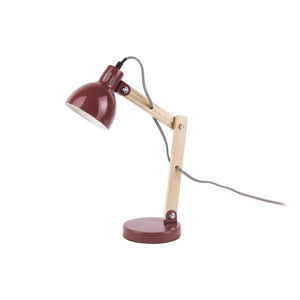 Červená stolní lampa s dřevěnými detaily Leitmotiv Ogle
