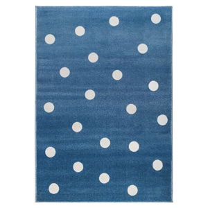 Modrý koberec s puntíky KICOTI Blue Peas, 240 x 330 cm