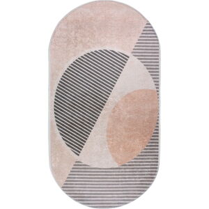 Pratelný koberec ve světle růžovo-krémové barvě 60x100 cm Oval – Vitaus