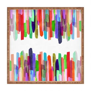 Dřevěný dekorativní servírovací tác Colours, 40 x 40 cm