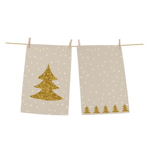 Bavlněné utěrky s vánočním motivem v sadě 2 ks  50x70 cm Gold Tree – Butter Kings