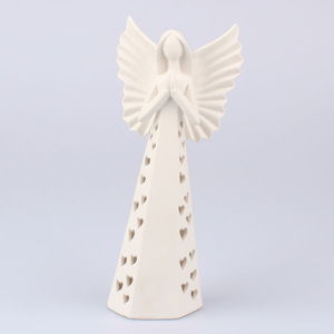 Porcelánový LED svítící anděl Dakls, výška 25 cm