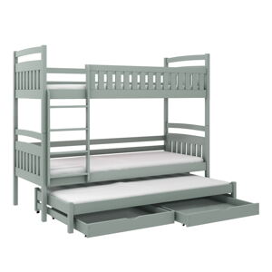 Šedá patrová dětská postel s úložným prostorem 90x200 cm Blanka - Lano Meble