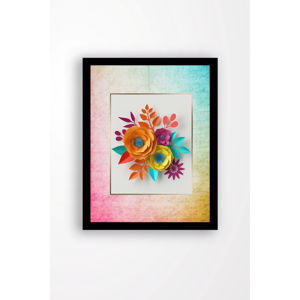 Nástěnný obraz na plátně v černém rámu Tablo Center Rainbow Flowers, 29 x 24 cm