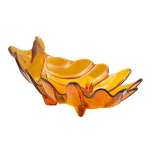 Oranžová miska z recyklovaného skla Mauro Ferretti Leaf, 33 x 20 cm