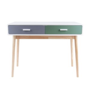 Zeleno-šedý konzolový stolek se 2 zásuvkami Leitmotiv Neat