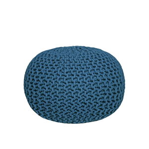 Modrý pletený puf LABEL51 Knitted, ⌀ 50 cm