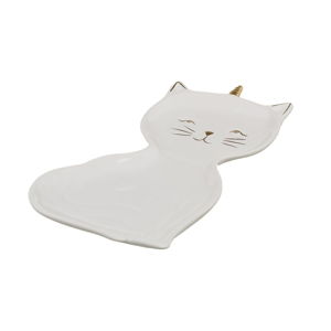 Bílý porcelánový talířek Unimasa Kitty, délka 22 cm