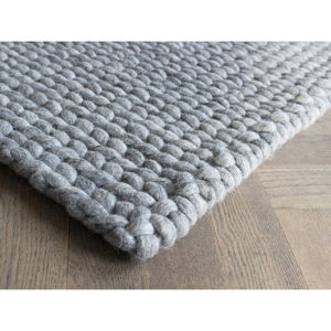 Ocelově šedý pletený vlněný koberec Wooldot Ball Rugs, 100 x 150 cm