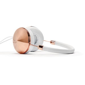 Bílá sluchátka s detaily v barvě růžového zlata Frends Taylor