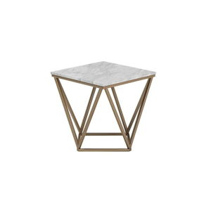 Odkládací stolek ve zlaté barvě s bílou deskou Monobeli Marble