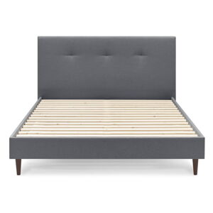 Tmavě šedá čalouněná dvoulůžková postel s roštem 180x200 cm Tory - Bobochic Paris