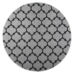 Tmavě šedý pratelný kulatý koberec ø 100 cm – Vitaus