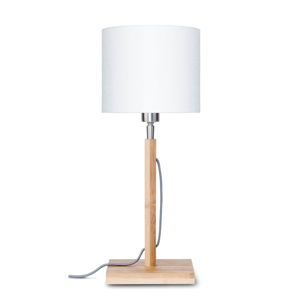 Stolní lampa s bílým stínidlem a konstrukcí z bambusu Good&Mojo Fuji