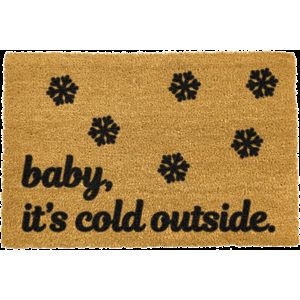 Černá rohožka z přírodního kokosového vlákna Artsy Doormats Baby It's Cold Outside, 40 x 60 cm