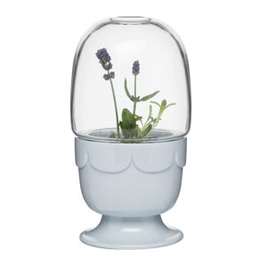 Světle modrý porcelánový květináč s poklopem Sagaform Greenhouse