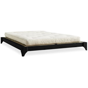 Dvoulůžková postel z borovicového dřeva s matrací a tatami Karup Design Elan Double Latex Black/Natural, 160 x 200 cm