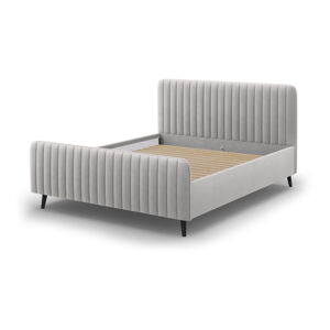 Světle šedá čalouněná dvoulůžková postel s roštem 160x200 cm Lily - Micadoni Home
