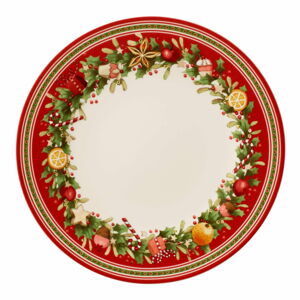 Červeno-bílý porcelánový vánoční talíř Winter Bakery Delight Villeroy&Boch, ø 27 cm