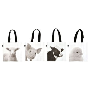 4 látkové nákupní tašky s potiskem farmářských zvířat Esschert Design
