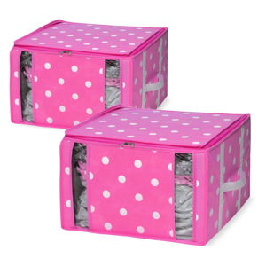 Sada 2 růžových úložných boxů s vakuovým obalem Compactor Girly Range, 40 x 42 cm