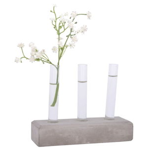 Váza na betonovém podstavci se 3 zkumavkami na květiny Esschert Design