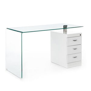 Pracovní stůl se skleněnou deskou 65x125 cm Bow – Tomasucci