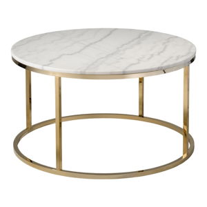 Bílý mramorový konferenční stolek s podnožím ve zlaté barvě RGE Accent, ⌀ 85 cm