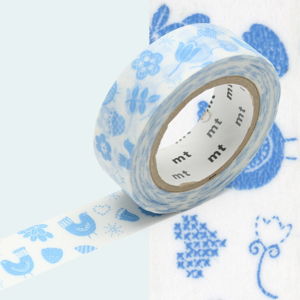 Modro-bílá washi páska MT Masking Tape Bird Song