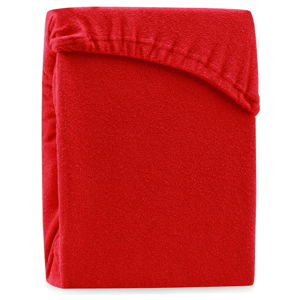 Červené elastické prostěradlo na dvoulůžko AmeliaHome Ruby Siesta, 220/240 x 220 cm