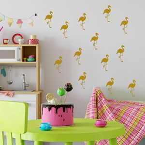 Sada žlutých samolepek na zeď North Carolina Scandinavian Home Decors Flamingo