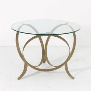 Odkládací stolek z kovu a skla zlaté barvy Thai Natura Stars, Ø 85 x 63 cm
