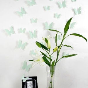 Sada 12 zelených 3D samolepek Ambiance Butterflies