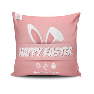 Růžový povlak na polštář Happy Easter, 45 x 45 cm
