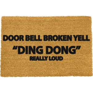 Rohožka z přírodního kokosového vlákna Artsy Doormats Yell Ding Dong, 40 x 60 cm