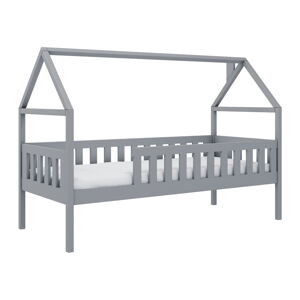 Šedá domečková dětská postel s úložným prostorem 80x160 cm Domi - Lano Meble