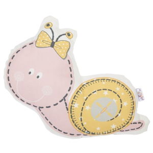 Růžový dětský polštářek s příměsí bavlny Apolena Pillow Toy Snail, 30 x 28 cm