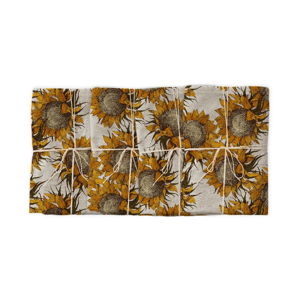 Sada 4 látkových ubrousků s příměsí lnu Linen Couture Sunflower, 43 x 43 cm