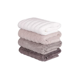 Sada 4 růžovo-bílých bavlněných ručníků Sofia, 50 x 90 cm