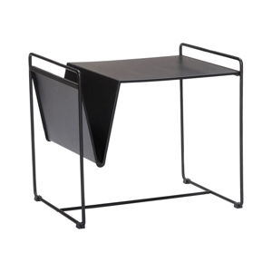 Černý kovový příruční stolek se stojanem na časopisy Hübsch Metal