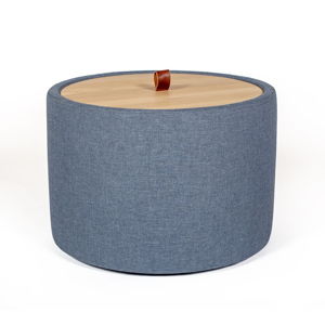 Odkládací stolek v denimově modré barvě se snímatelnou deskou z dubového dřeva Askala Ibisco, ⌀ 56 cm