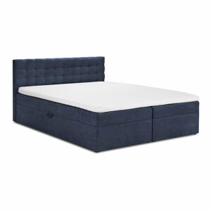 Tmavě modrá dvoulůžková postel Mazzini Beds Jade, 140 x 200 cm