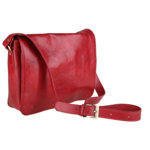 Červená kožená taška přes rameno Chicca Borse Norma