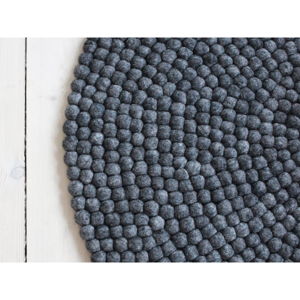 Antracitový kuličkový vlněný koberec Wooldot Ball Rugs, ⌀ 140 cm