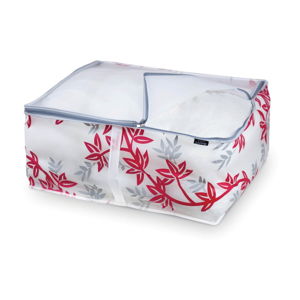 Červeno-bílý úložný box na peřiny Domopak Living, délka 55 cm